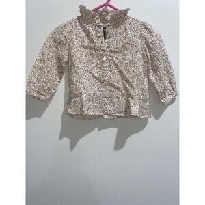 VTG RALPH LAUREN 9M 100% Cotton Baby Floral A Line Long Sleeve Blouse Shirt